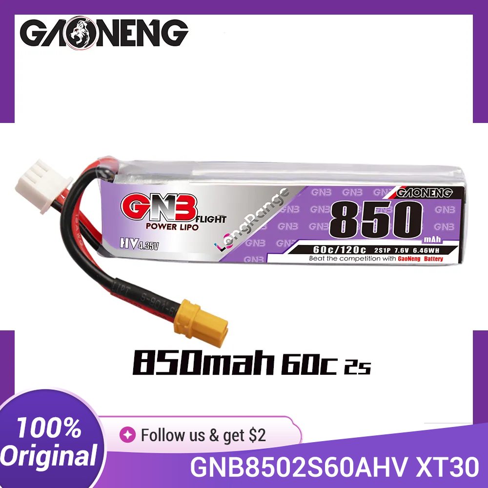Drone Battery Connector - GAONENG GNB LiPo Battery 850mAh 2S