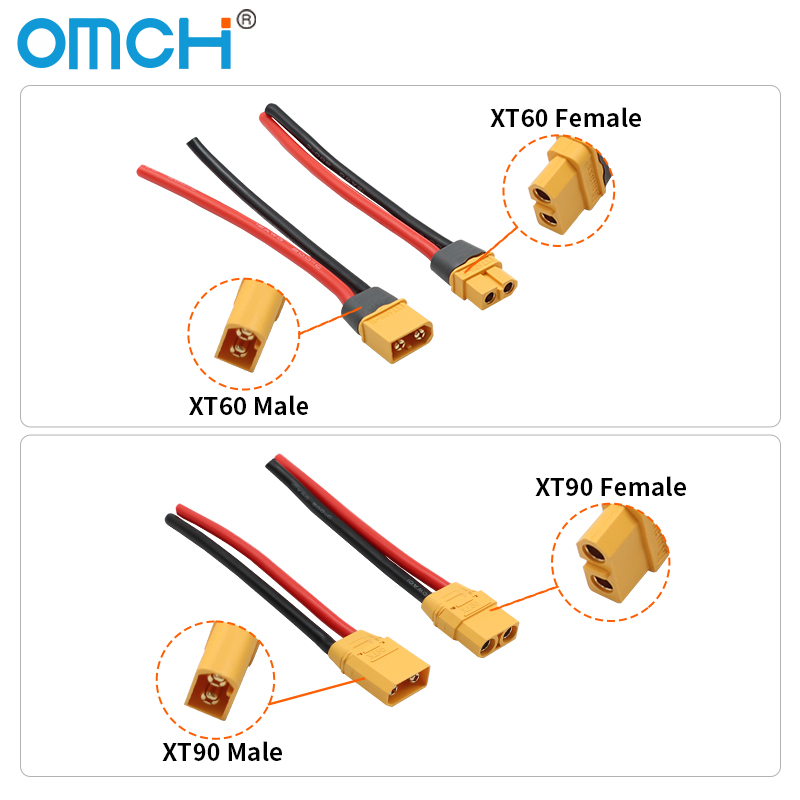 OMCH XT60 12/14AWG XT90 10AWG  - Drone Battery Connector recension och pris